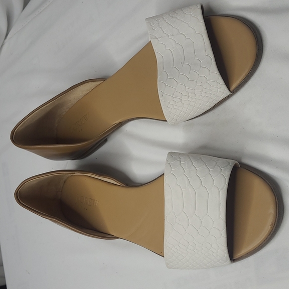 J. Crew Flat Sandals Slides White Tan Size 9.5 New without box